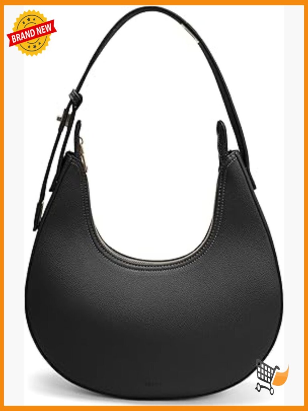 Faux Leather Crescent Shoulder Bag Hobo Purse Adjustable Strap